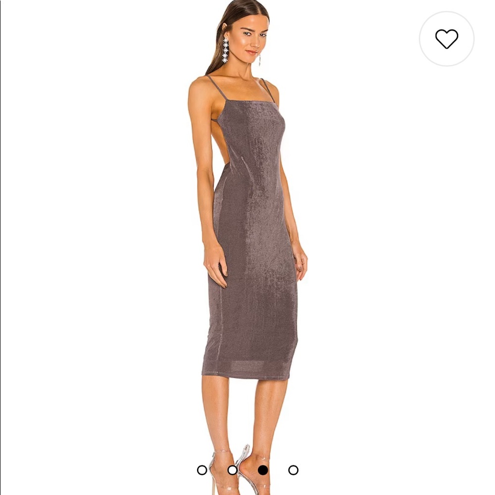 Michael Costello Talia Midi Dress in Light Grey